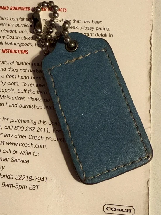 Coach Tan Leather Hangtag with Blue - Picture 4 of 6